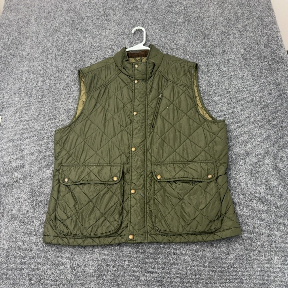 Lands End Vest Mens XL Green Nylon Quilted Mock Neck Gorpcore Outdoor Casual